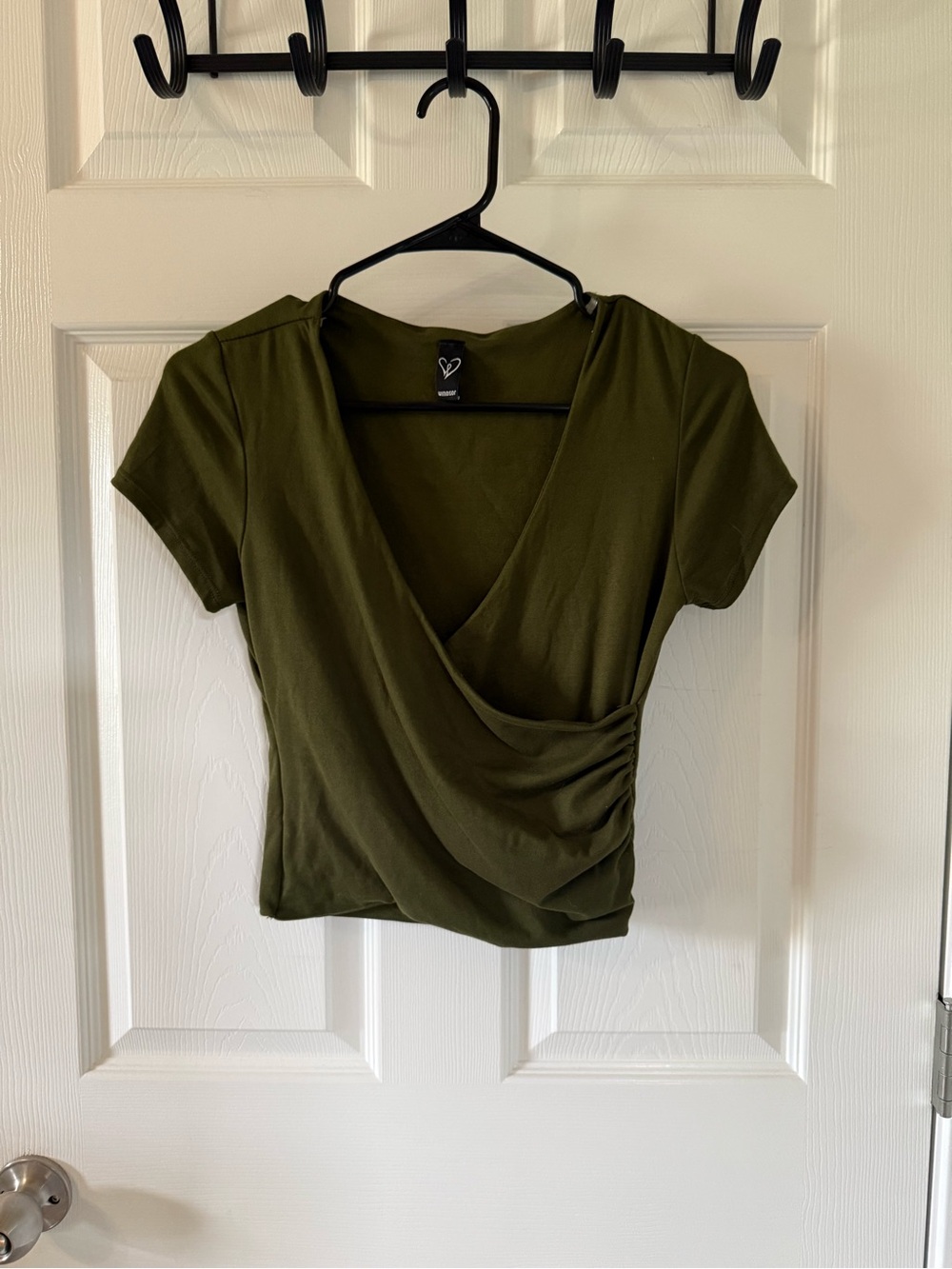 Windsor Olive Green Surplice Wrap Top